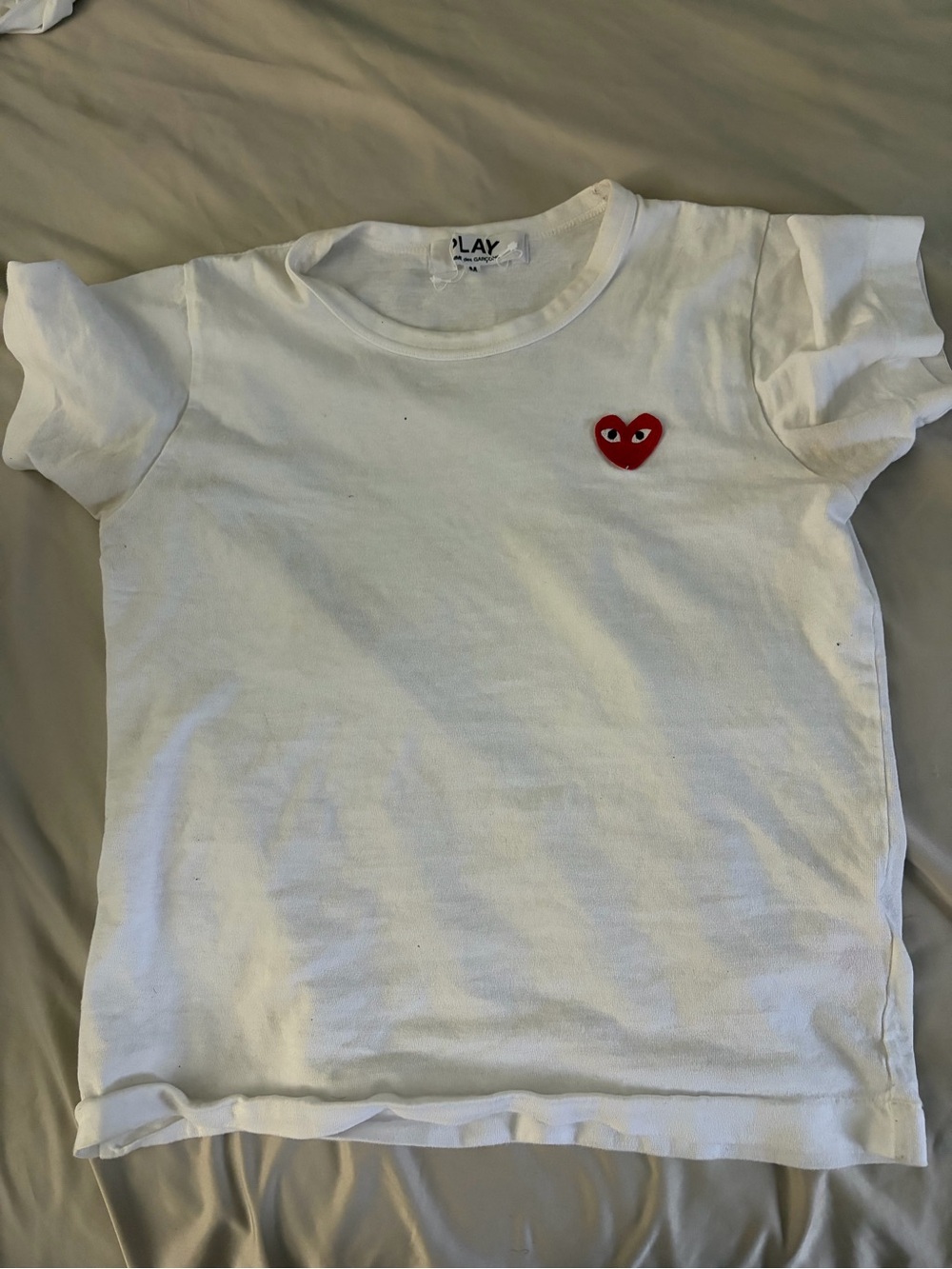 Comme des Garçons Play White Tee with Red Heart Patch
